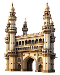  3d charminar monument in hyderabad telangana  isolated on white background PNG , AI GENERATED