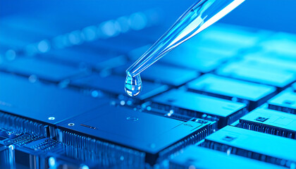 Nano-Technology Lab: A close-up view unveils a scientist's precise work with nano-technology in a laboratory setting. a scientist uses a pipette, transferring liquid.