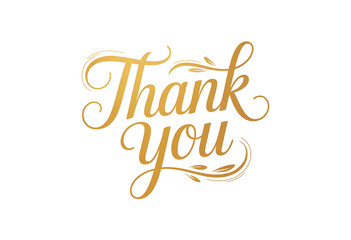 Elegant Golden Thank You Script – Transparent Background PNG for Commercial Use
