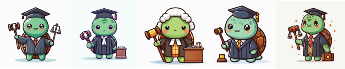 funny vector of turtle in judge costume