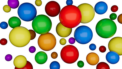 Multicolored 3D balls on the background of different sizes