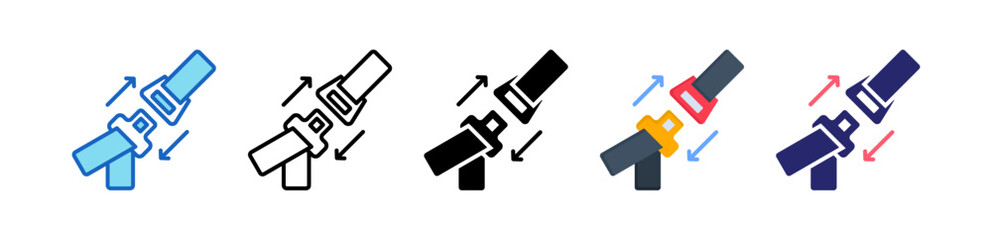Seat Belt Multiple Style Icon Set Collection. 