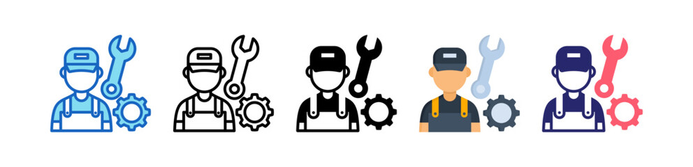 Mechanic Multiple Style Icon Set Collection. 