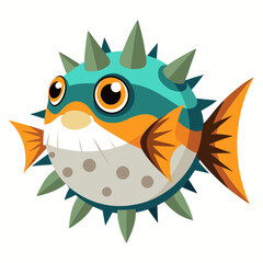 Sleek Pufferfish Vector Design White Background