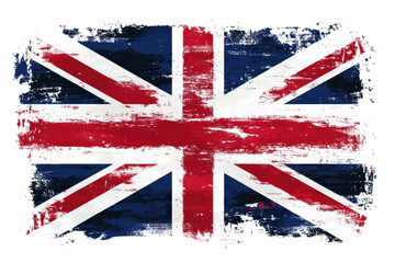 Grunge textured union jack flag of the united kingdom, isolated on transparent background