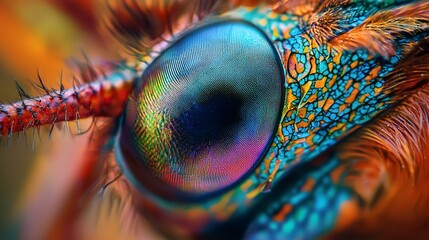 Magnified Close-Up of an Insect Eye Showcasing Intricate Detail