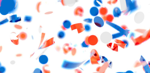 Colorful abstract background with red, blue, and white shapes falling on a white background. Perfect for modern designs.