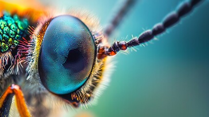 Close-up of Insect Eye Showcasing Colorful Patterns and Textures