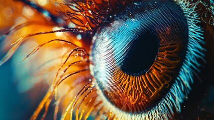 Close-up of a Vibrant Insect Eye with Stunning Detail and Clarity