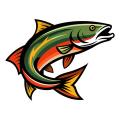 Sleek Trout Vector Design White Background