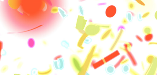 Vibrant abstract art with colorful shapes and a white background. Perfect for modern designs and presentations.