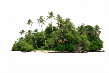 tropical island with trees summer vacation concept isolated on white background, png, ai generated.