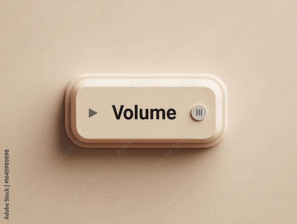 Poster a beige, rectangular button displays 