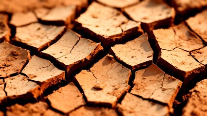 Dry cracked soil texture pattern background, arid land and drought environment