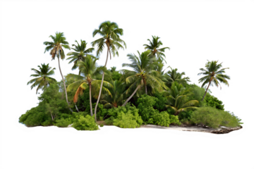 tropical island with trees summer vacation concept isolated on white background, png, ai generated.