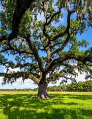Fototapeta premium Majestic oak in a grassy field