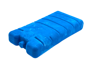 Reusable ice pack freezer block isolated on transparent or white background, png