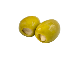 Green olives stuffed with garlic isolated on transparent or white background, png