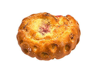 Sweet bun with raspberry jam isolated on transparent or white background, png