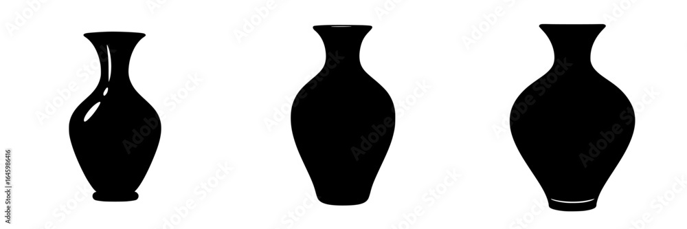 Poster unique silhouettes of three elegant vases in varying shapes displayed on a simple background