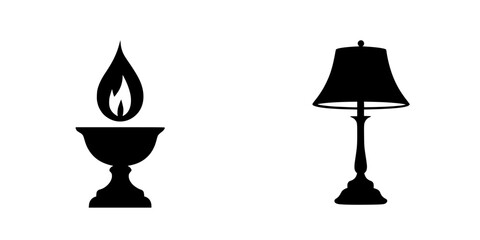 Comparison of a traditional oil lamp and a modern table lamp showcasing different lighting designs and styles