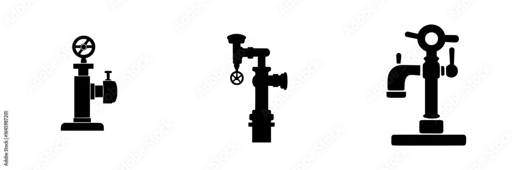 Aufkleber different styles of water faucets displayed against a plain background highlighting plumbing design 
