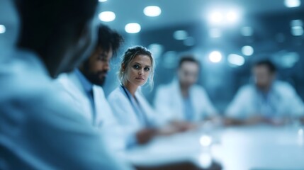 A team of medical professionals collaborating in a hospital conference room