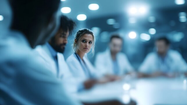 A team of medical professionals collaborating in a hospital conference room