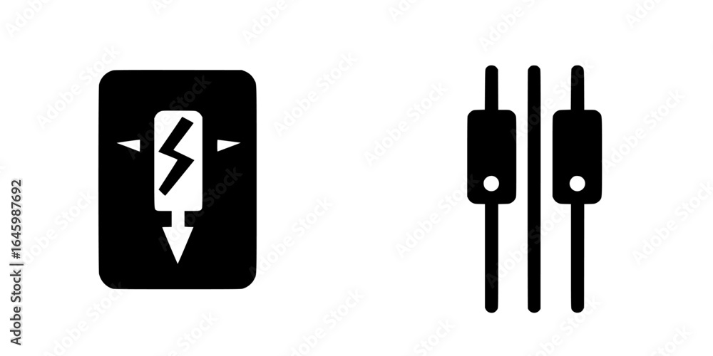 Poster symbols representing electrical components and controls used in various applications and industries