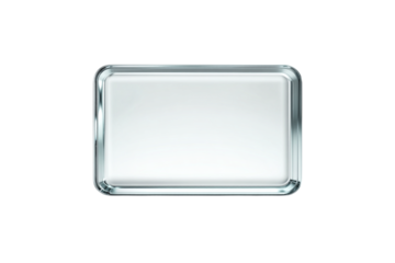 Clear glass rectangle with rounded corners isolated on transparent background