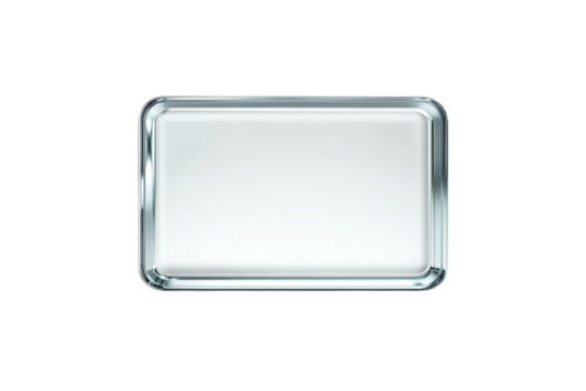 Clear glass rectangle with rounded corners isolated on transparent background