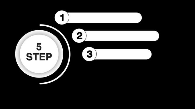 Animated infographic design of 5 steps. Each step is represented with smooth animation. animated 5-step infographic modern design style for business