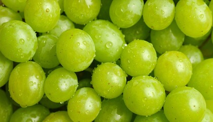Close-up of glossy green grape cluster with dense, vibrant texture