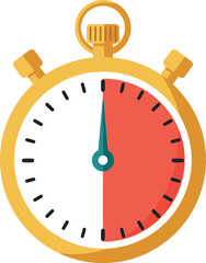 Golden stopwatch with red timer segment