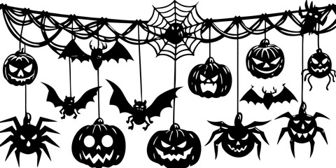 Eerie Black and White Halloween Garland Art Design