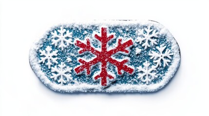Festive snowflake decoration on blue background, perfect for winter celebrations and holiday festivities.