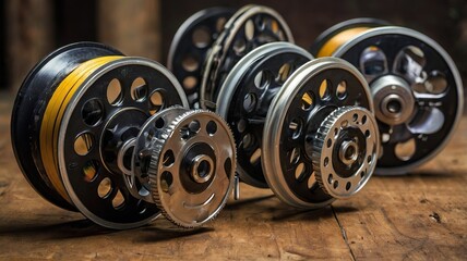 Obraz premium Close-Up of Mechanical Engine Components and Metal Gears