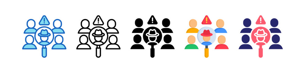 Insider Threat Multiple Style Icon Set Collection. 