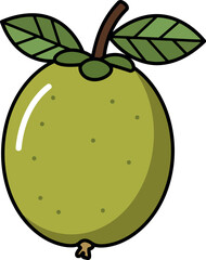 Cartoon guava fruit with leaves