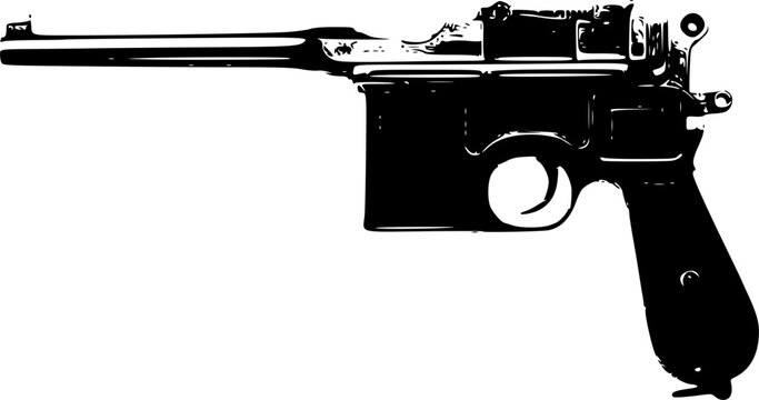 The Mauser M712 Schnellfeuer C96 Black and White Illustration