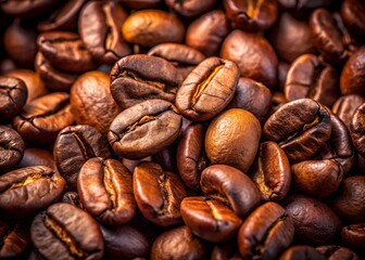 Close up of roasted coffee beans, a popular ingredient for making espresso
