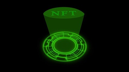 Futuristic holographic video with digital neural network glow, NFT visualization animation video - Powered by Adobe