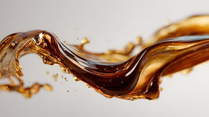 Vibrant brown paint fluid flowing on a white background, Brown liquid creates a visual effect
