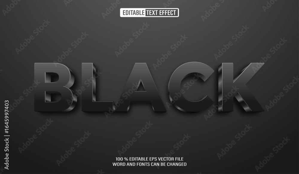 Poster editable 3d text style effect - black bold text effect template