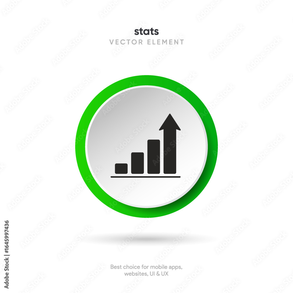 Aufkleber statistic icon. 3d financial analysis stats icon. growing graph. business chart symbol. growths char