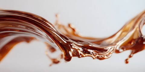 Vibrant brown paint fluid flowing on a white background, Brown liquid creates a visual effect