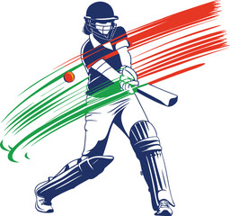 Female lady woman cricket player dynamic pose batting stance vector illustrations