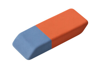 Blue and orange eraser on transparent background for removing mistakes