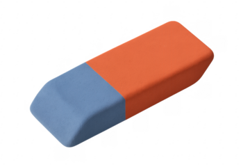 Blue and orange eraser on transparent background for removing mistakes