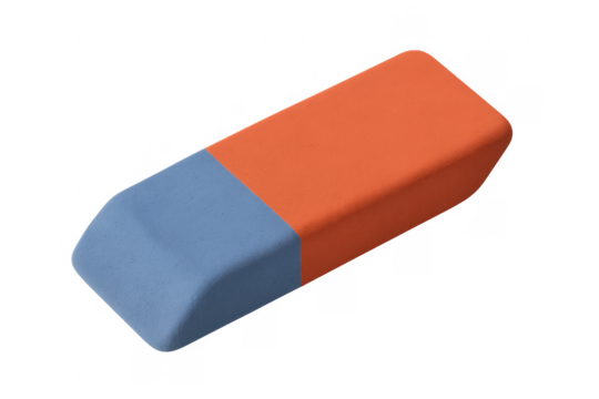 Blue and orange eraser on transparent background for removing mistakes - Powered by Adobe
